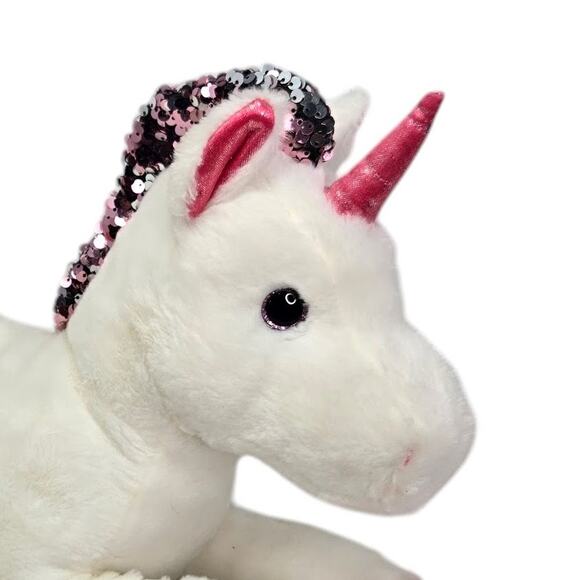 Aurora Shimmers Unicorn Reversible Sequins‎ Fantasy Stuffed Animal Plush Toy 18" - Picture 2 of 8